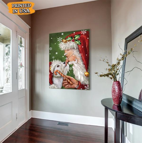 Westie Smile With Santa Christmas Canvas Room Home Decor Print Matte Canvas - Home Room Wall Decor Matte Canvas - Mostsuit