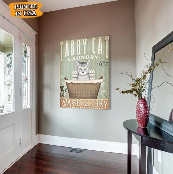 Tabby Cat Laundry Canvas Prints Matte Canvas - Home Room Wall Decor Matte Canvas - Mostsuit