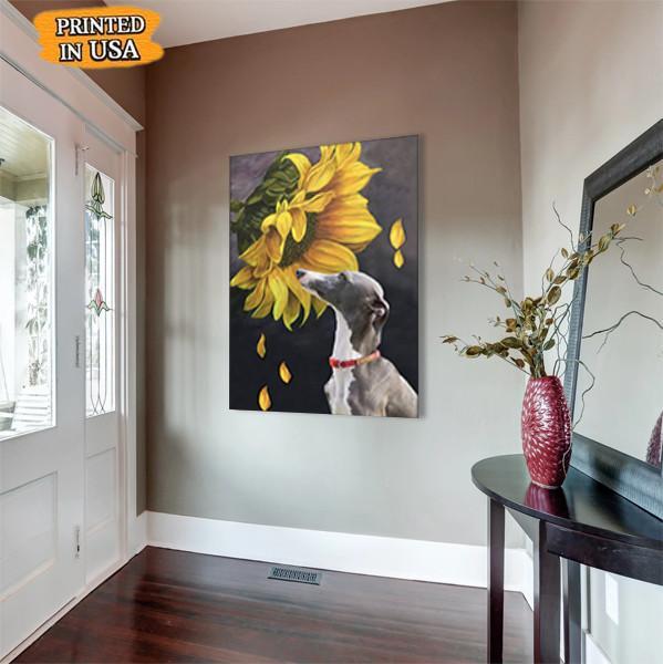 Greyhound Dog Sunflower Canvas Prints Matte Canvas - Home Room Wall Decor Matte Canvas - Mostsuit