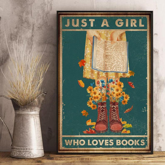 Canvas Prints Just A Girl Who Loves Book Gifts Vintage Home Wall Decor Canvas - Mostsuit