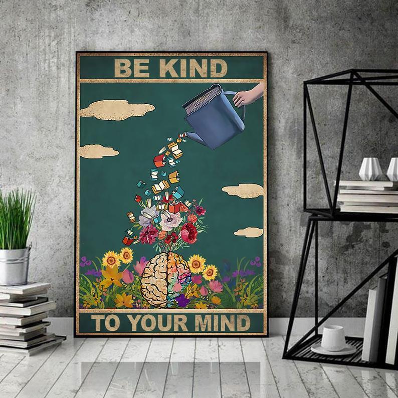 Prints Canvas Book - Be Kind To Your Mind Gifts Vintage Home Wall Decor Canvas - Mostsuit