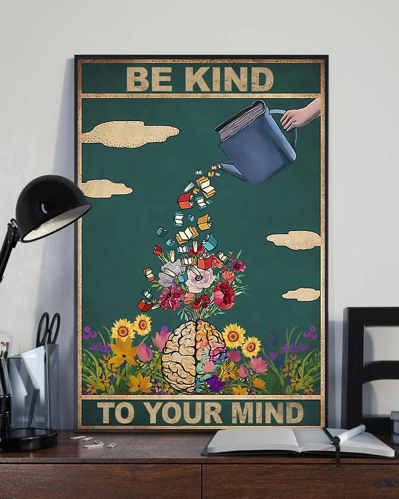 Prints Canvas Book - Be Kind To Your Mind Gifts Vintage Home Wall Decor Canvas - Mostsuit