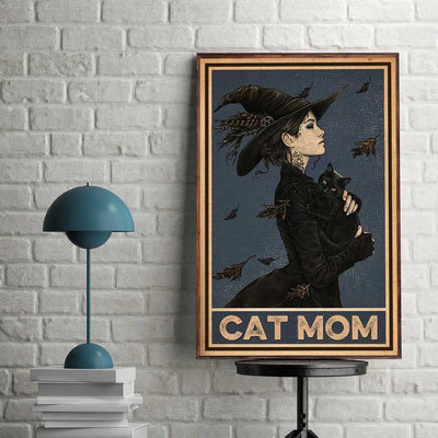 Prints Canvas Gift for Cat Lover Black Cat Mom Birthday Gifts Vintage Home Wall Decor Canvas - Mostsuit