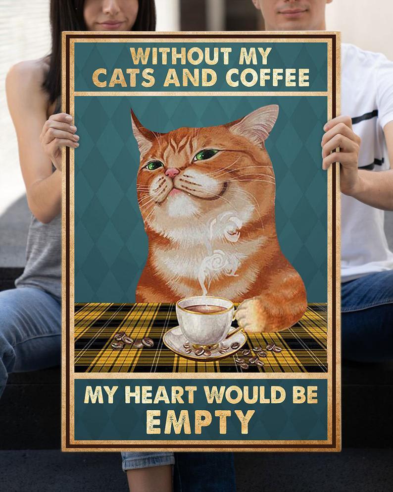 Personalized Canvas Prints Gift for Cat Lover My Heart Would Be Empty Black Cat Birthday Gifts Vintage Home Wall Decor Canvas - Mostsuit