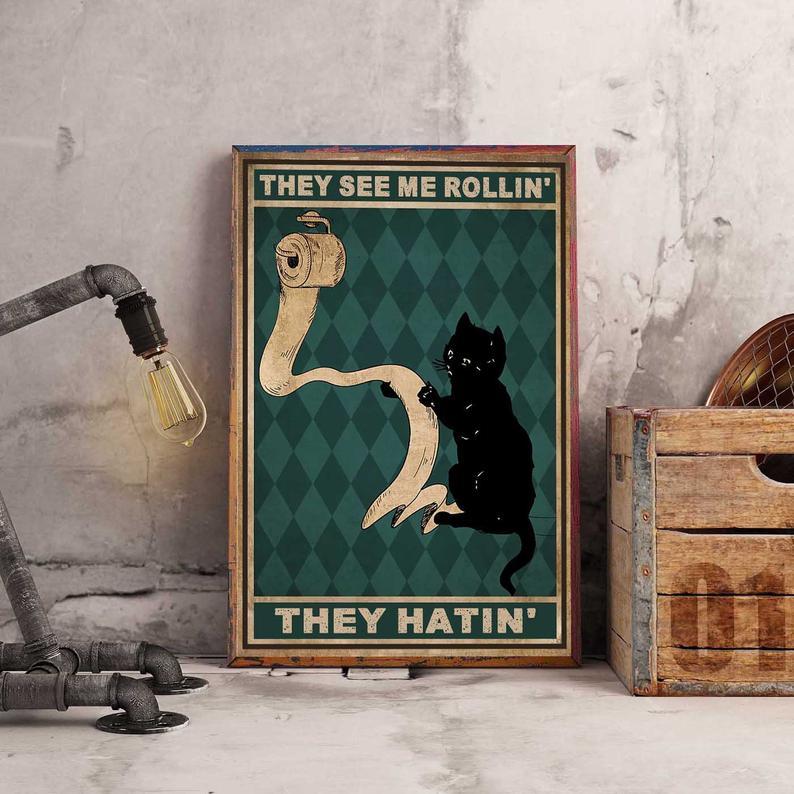 Matte Canvas Gift for Cat Lover They Danced By The Light Of The Moon Birthday Gifts Vintage Home Wall Decor Canvas - Mostsuit