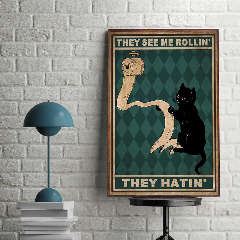 Matte Canvas Gift for Cat Lover They Danced By The Light Of The Moon Birthday Gifts Vintage Home Wall Decor Canvas - Mostsuit
