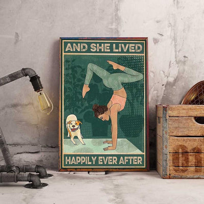 Matte Canvas Gift for Dog Lover And She Lived Happily Ever After Birthday Gifts Vintage Home Wall Decor Canvas - Mostsuit