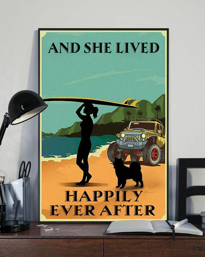 Matte Canvas Gift for Dog Lover And She Lived Happily Ever Birthday Gifts Vintage Home Wall Decor Canvas - Mostsuit