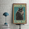 Prints Canvas Gift for Cat Lover Drinking Wine And Feline Fine Gift Ideas Vintage Home Wall Decor Canvas - Mostsuit