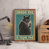 Prints Canvas Gift for Cat Lover Drinking Wine And Feline Fine Gift Ideas Vintage Home Wall Decor Canvas - Mostsuit