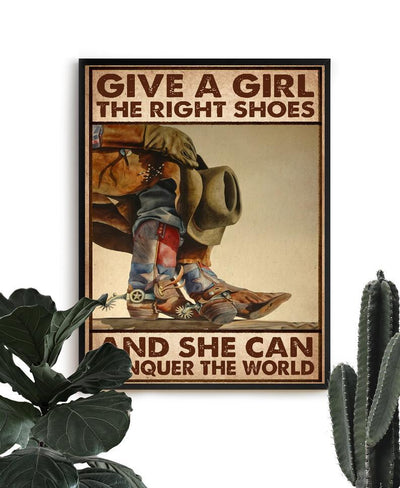 Prints Canvas Give A Girl The Right Shoes Birthday Gifts Vintage Home Wall Decor Canvas - Mostsuit