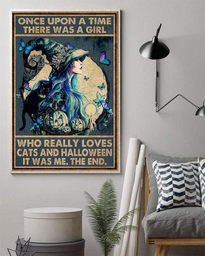 Canvas Prints Once upon a time There Was A Girl Who Really Loved Cats and Halloween Gifts Vintage Home Wall Decor Canvas - Mostsuit