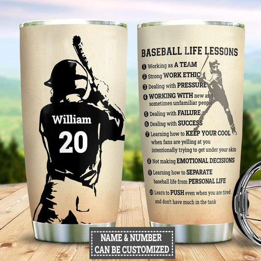 Personalized Baseball Life Lesson Stainless Steel Tumbler Cups Drinkware 20oz - MostSuit