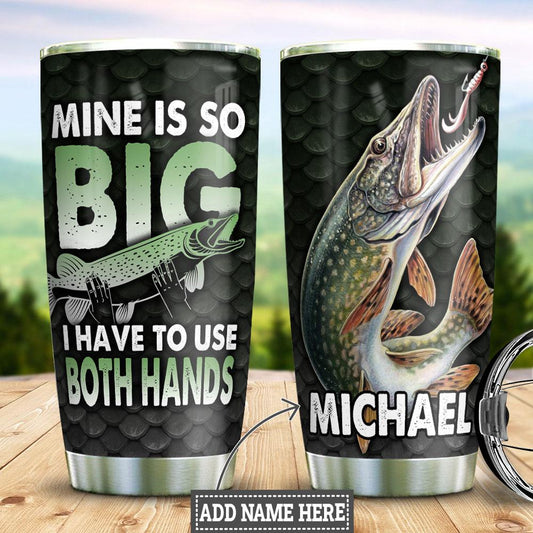 Personalized Fishing Big Fish Fishing Rod Fishing Tackle Stainless Steel Tumbler Cups Drinkware 20oz - MostSuit