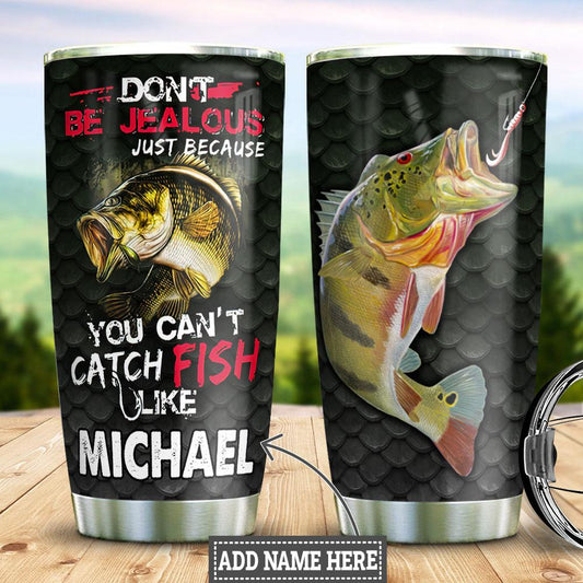 Personalized Fishing Jealous Fishing Rod Fishing Tackle Stainless Steel Tumbler Cups Drinkware 20oz - MostSuit