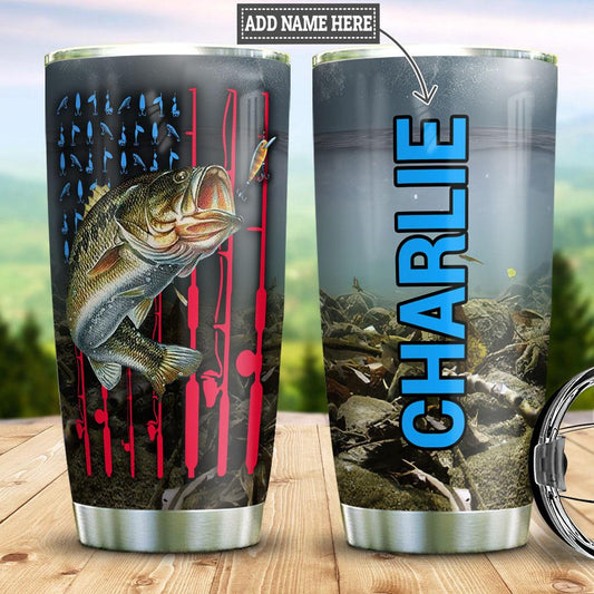 Personalized Fishing Patriot Fishing Rod Fishing Tackle Stainless Steel Tumbler Cups Drinkware 20oz - MostSuit