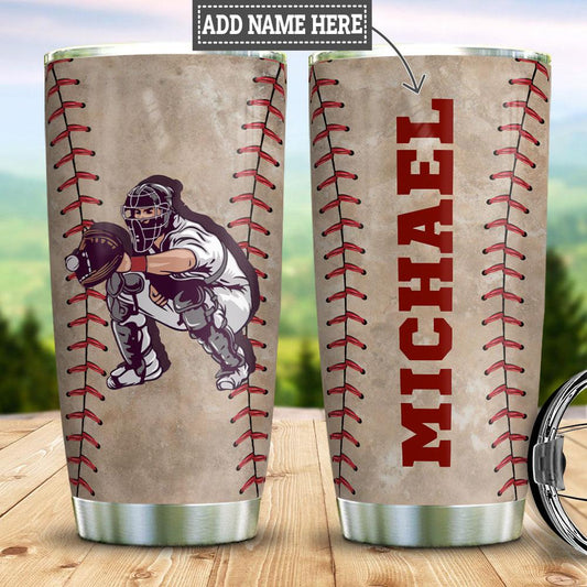 Personalized Baseball Catcher Stainless Steel Tumbler Cups Drinkware 20oz - MostSuit