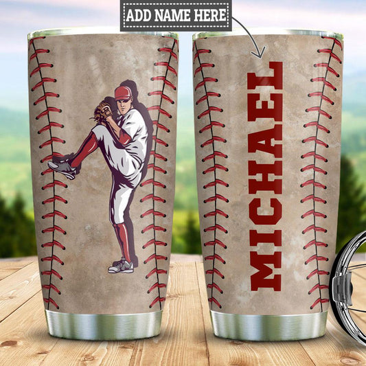 Personalized Baseball Pitcher Stainless Steel Tumbler Cups Drinkware 20oz - MostSuit