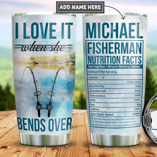 Personalized Fishing Facts Fishing Rod Fishing Tackle Stainless Steel Tumbler Cups Drinkware 20oz - MostSuit
