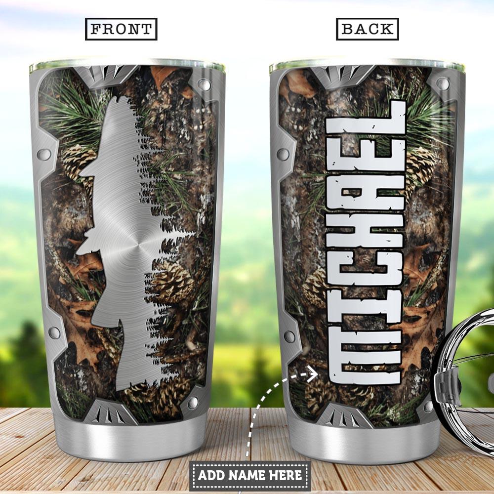 Personalized Fishing Hunting Metal Style Fishing Rod Fishing Tackle Stainless Steel Tumbler Cups Drinkware 20oz - MostSuit