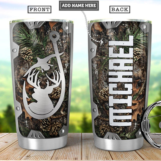 Personalized Fishing Hunting Metal Style Fishing Rod Fishing Tackle Stainless Steel Tumbler Cups Drinkware 20oz - MostSuit