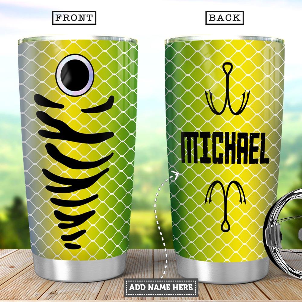 Personalized Fishing Lure Fishing Rod Fishing Tackle Stainless Steel Tumbler Cups Drinkware 20oz - MostSuit