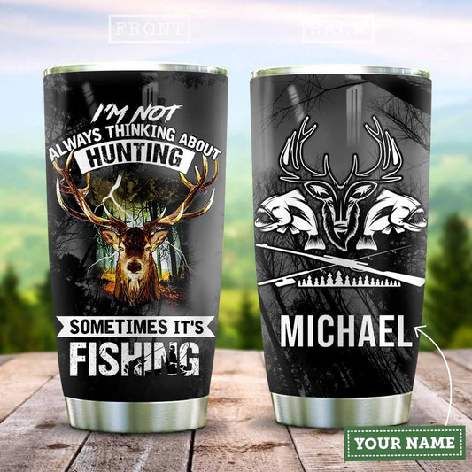 Personalized Hunting Fishing Fishing Rod Fishing Tackle Stainless Steel Tumbler Cups Drinkware 20oz - MostSuit