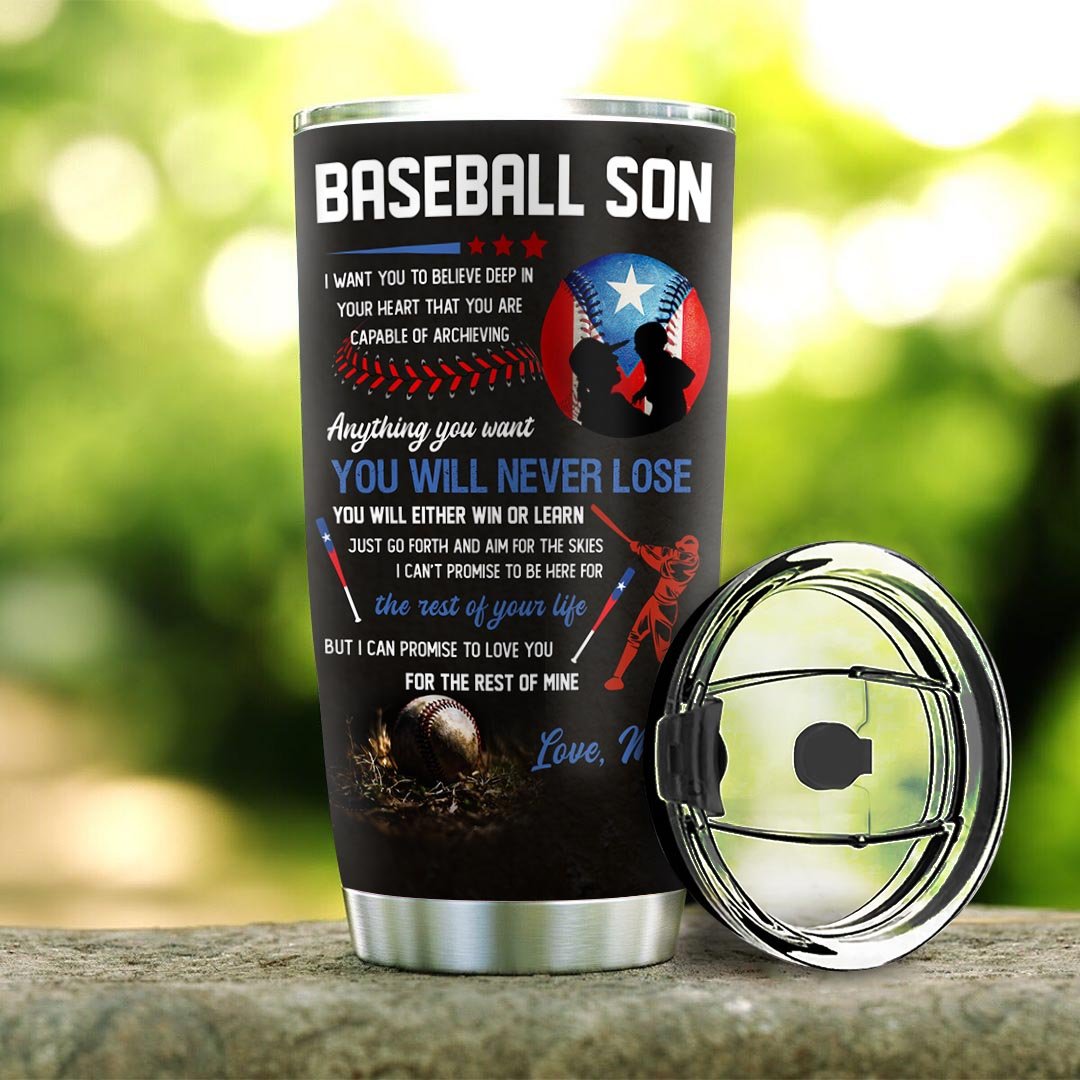 Personalized Puerto Rico Baseball Mom To Son PYZ1210017 Stainless Steel Tumbler - MostSuit