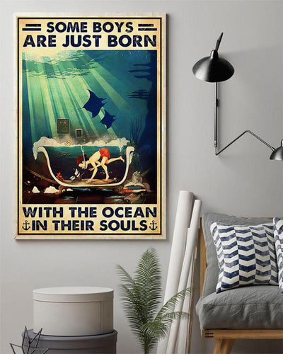 Canvas Prints Scuba Diving Boy Gifts Vintage Home Wall Decor Canvas - Mostsuit