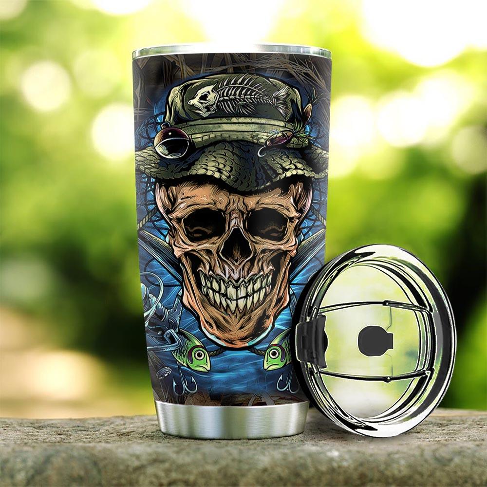 Skull Fishing Personalized PYR0901012Z Stainless Steel Tumbler - MostSuit