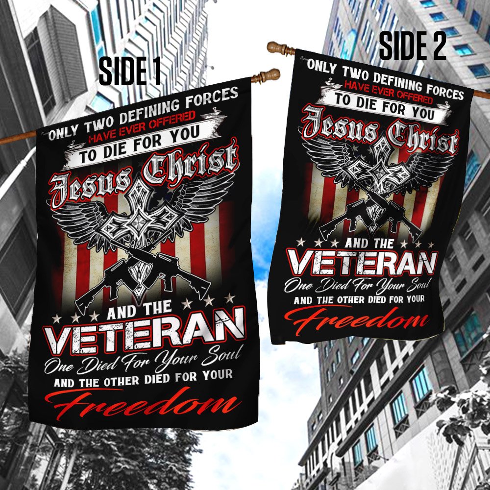 Christian Jesus. Veteran Flag