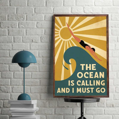 Prints Canvas The Ocean Is Calling And I Must Go Gifts Vintage Home Wall Decor Canvas - Mostsuit