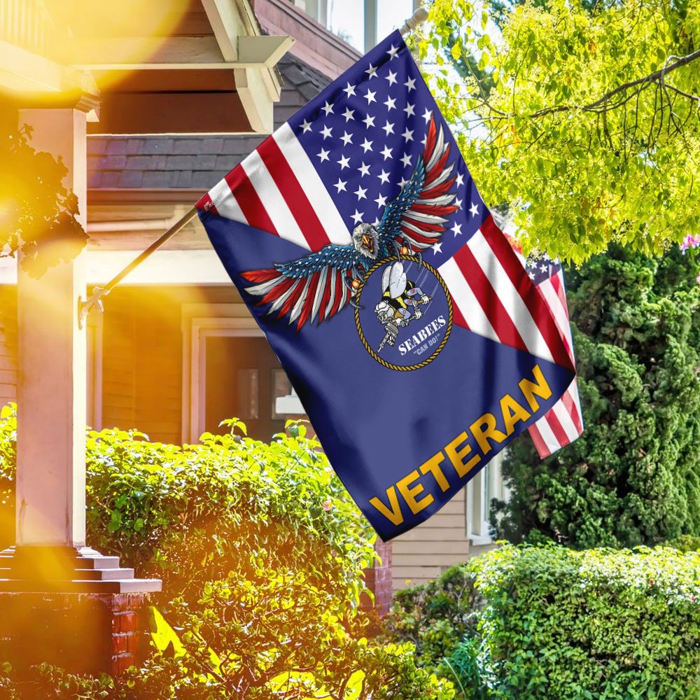 Navy Seabees Veteran American US Flag