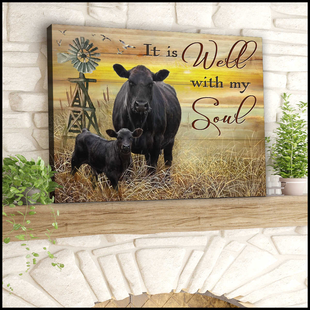 Mostsuit It Is Well With My Soul Angus Cow Canvas Poster Wall Art Farmhouse Decor