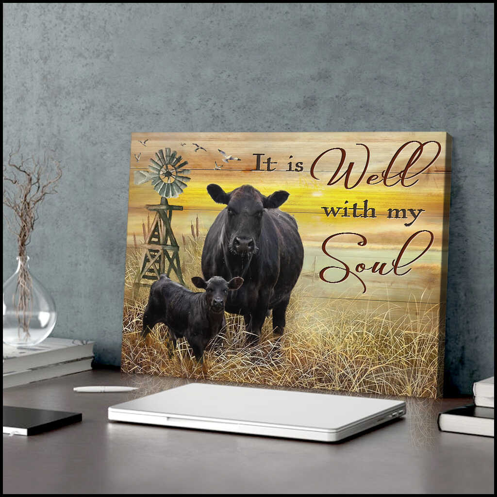 Mostsuit It Is Well With My Soul Angus Cow Canvas Poster Wall Art Farmhouse Decor