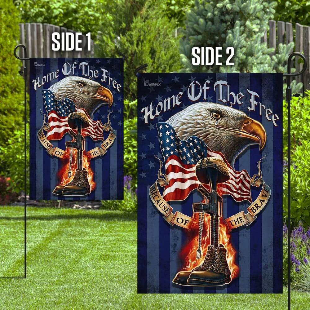 Home Of The Free Because Of The Brave. American Eagle Patriot Veteran Flag