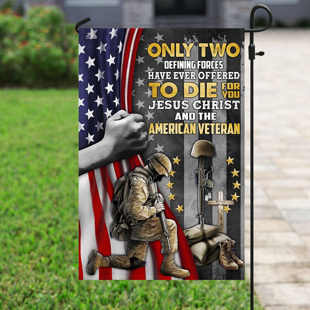 Jesus Christ And The American Veteran Flag