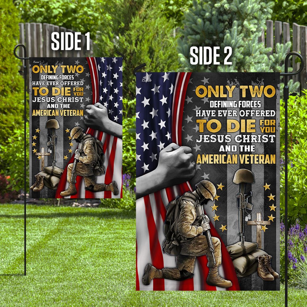 Jesus Christ And The American Veteran Flag