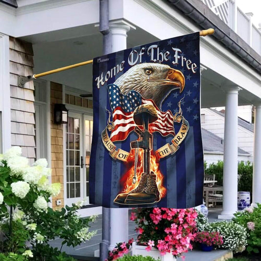Home Of The Free Because Of The Brave. American Eagle Patriot Veteran Flag