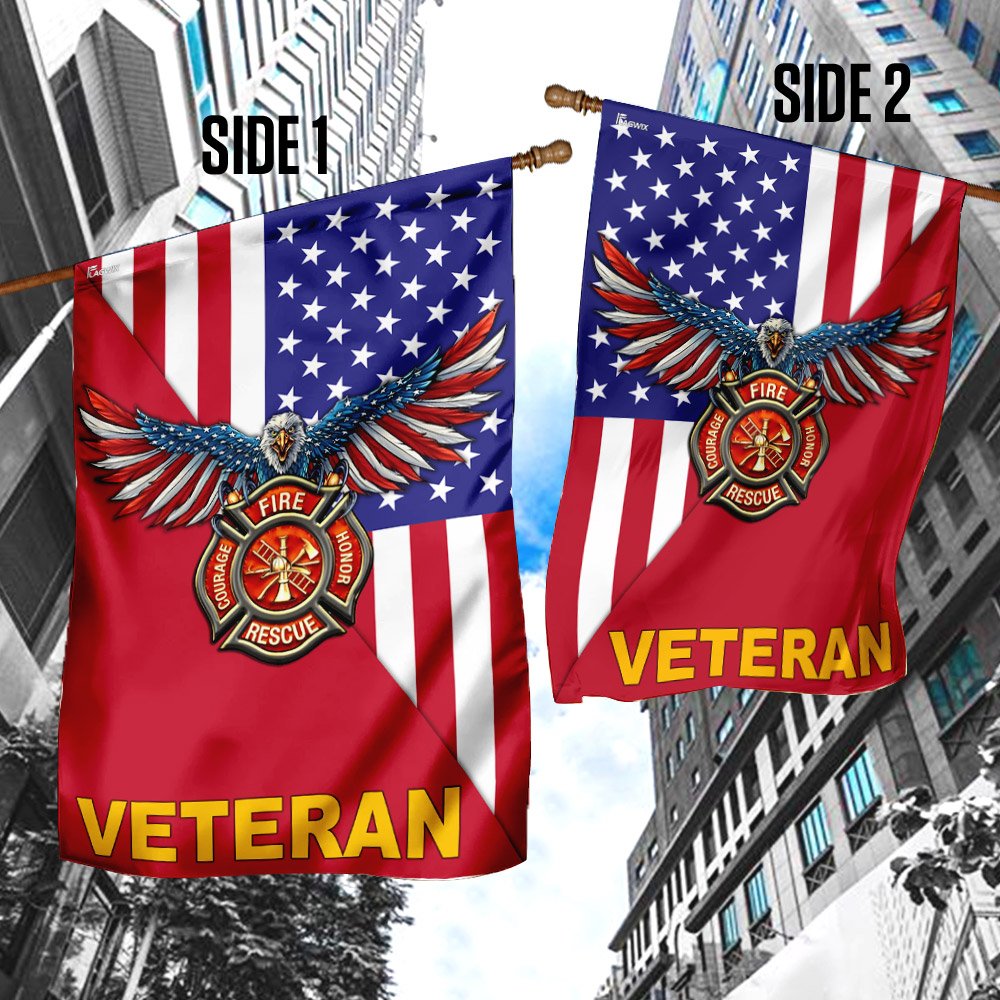 Firefighter Veteran American US Flag