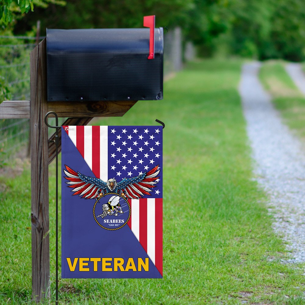 Navy Seabees Veteran American US Flag