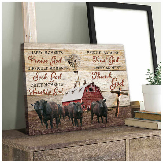 Mostsuit Farm Farmhouse Angus Cows Canvas Thank God Wall Art Decor