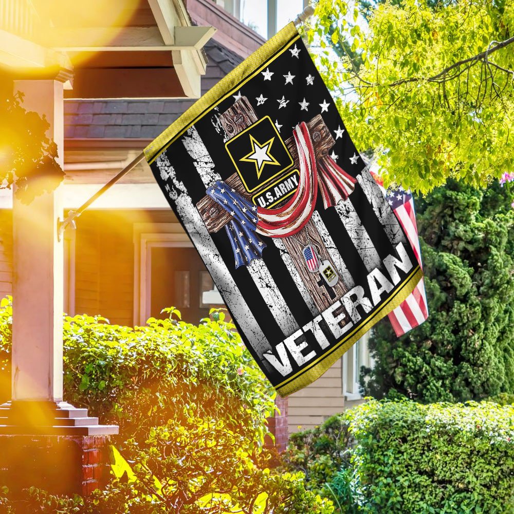 Christian Jesus Cross. U.S Army Veteran Flag