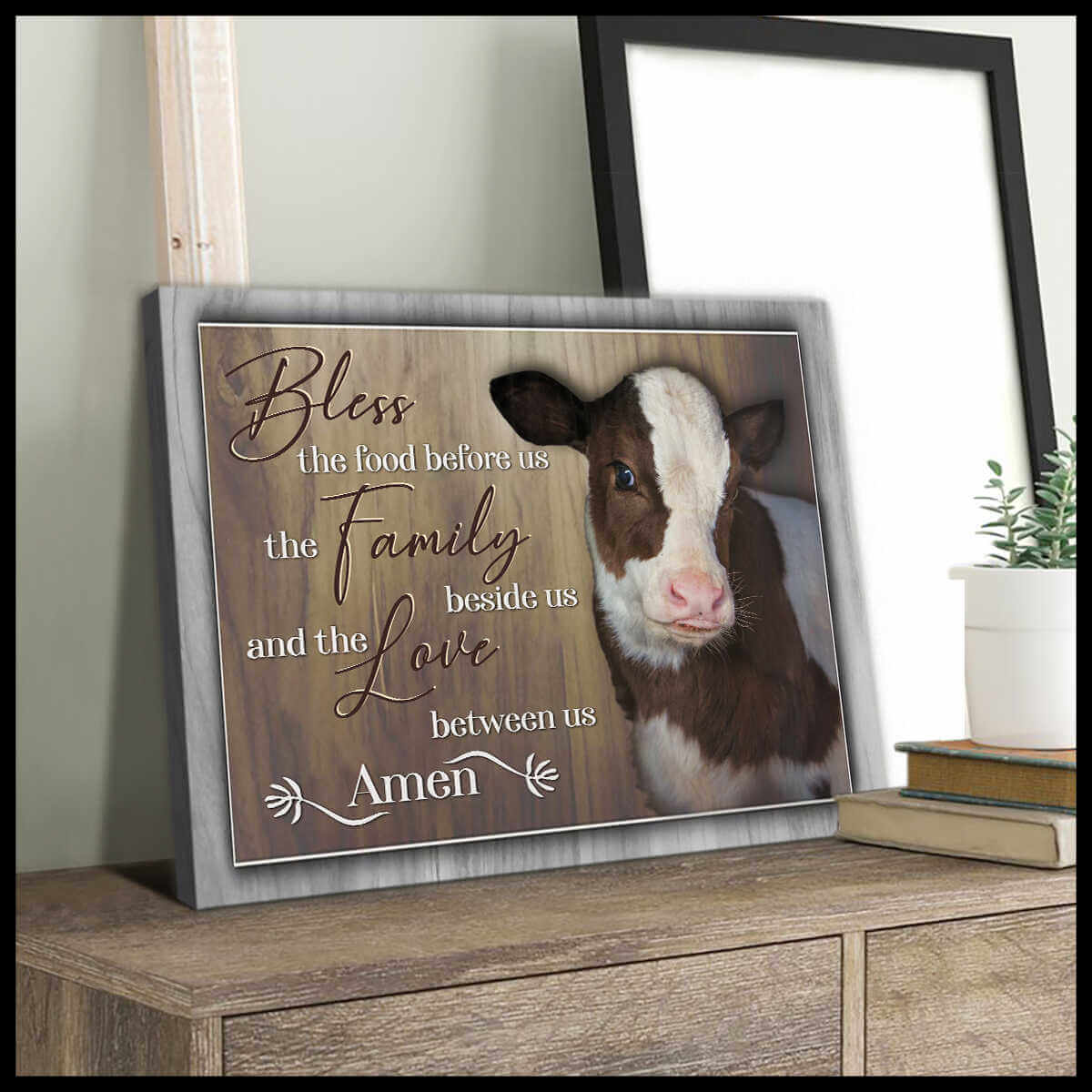 Mostsuit Top 10 Beautiful Cow Canvas Poster Bless The Family Beside Us Farmhouse Wall Art Decor