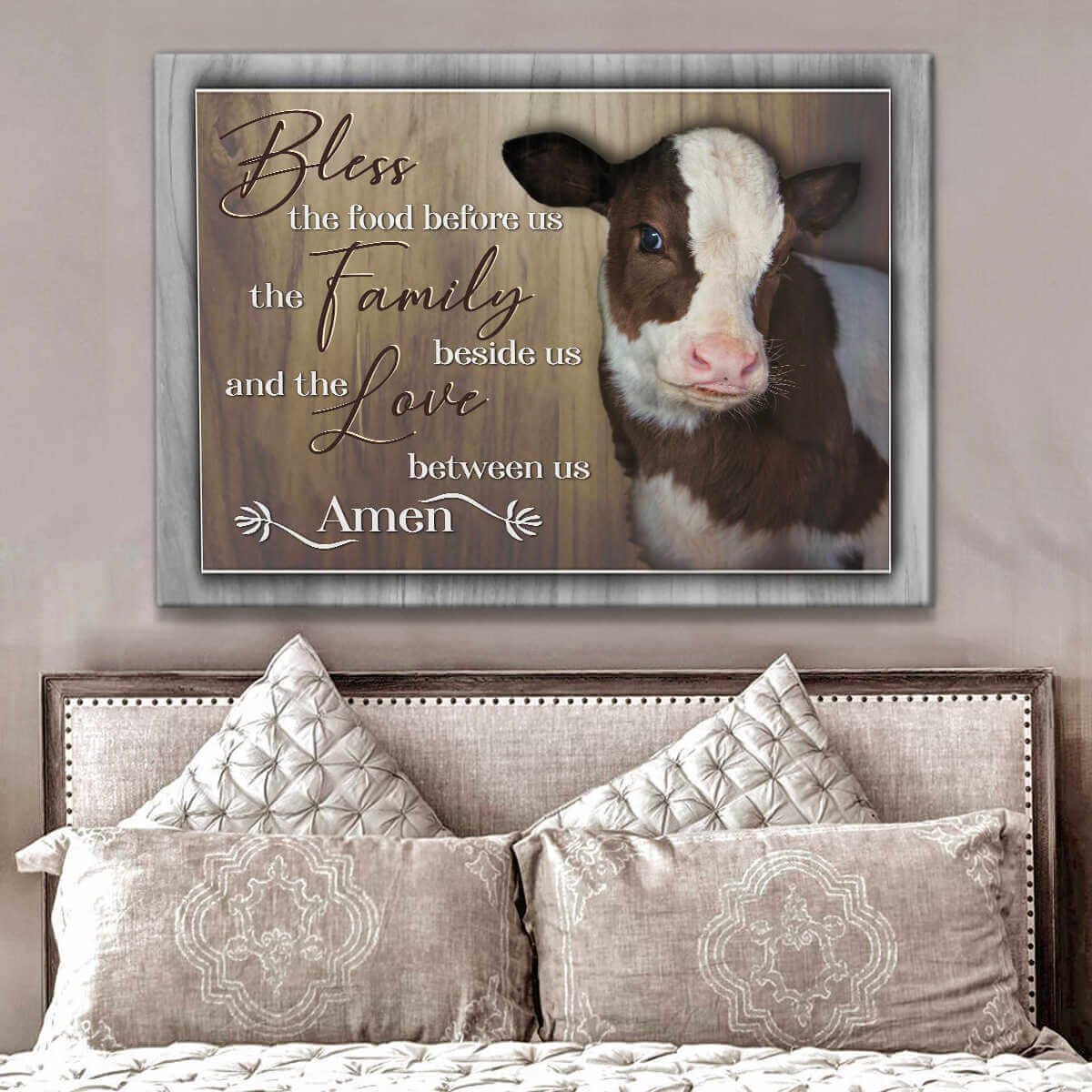 Mostsuit Top 10 Beautiful Cow Canvas Poster Bless The Family Beside Us Farmhouse Wall Art Decor
