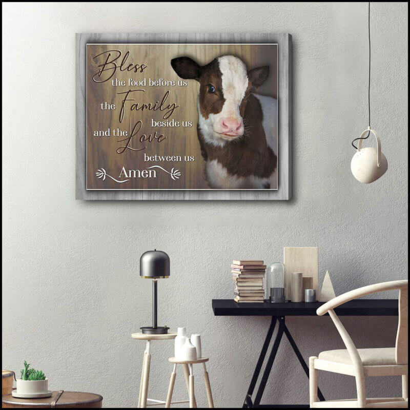 Mostsuit Top 10 Beautiful Cow Canvas Poster Bless The Family Beside Us Farmhouse Wall Art Decor