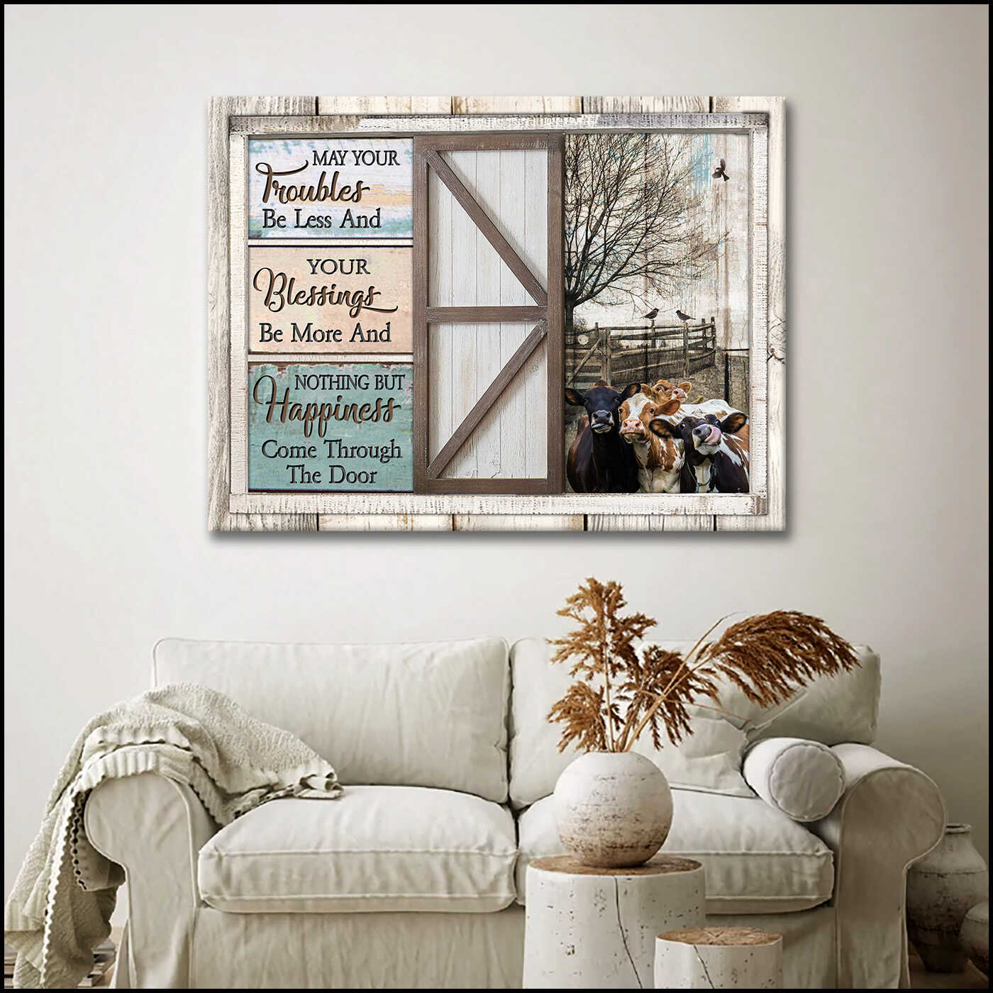 Mostsuit May your troubles be less and your blessings be more Cows Farm Farmhouse Canvas Poster Wall Art Decor