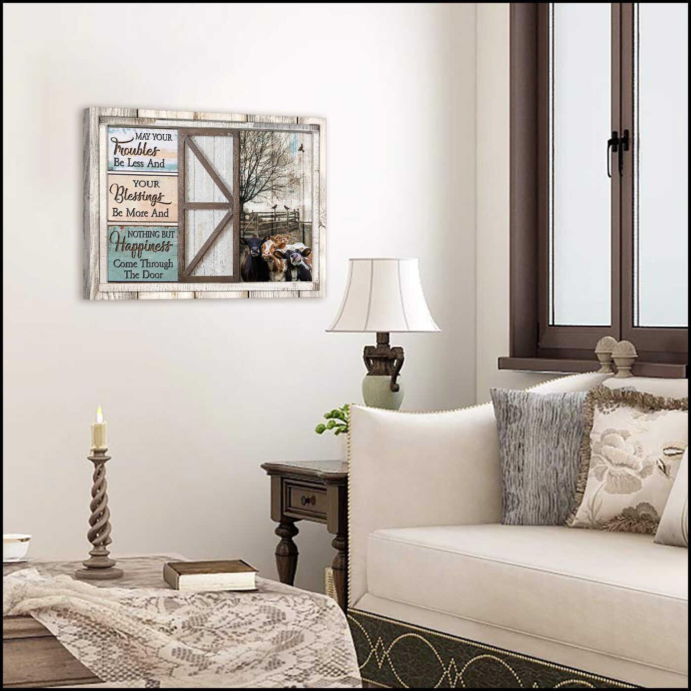 Mostsuit May your troubles be less and your blessings be more Cows Farm Farmhouse Canvas Poster Wall Art Decor