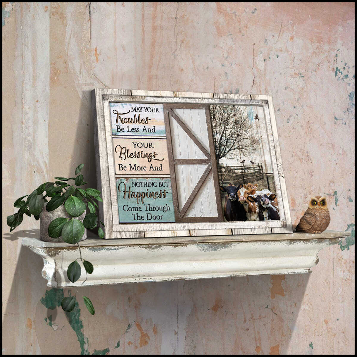 Mostsuit May your troubles be less and your blessings be more Cows Farm Farmhouse Canvas Poster Wall Art Decor