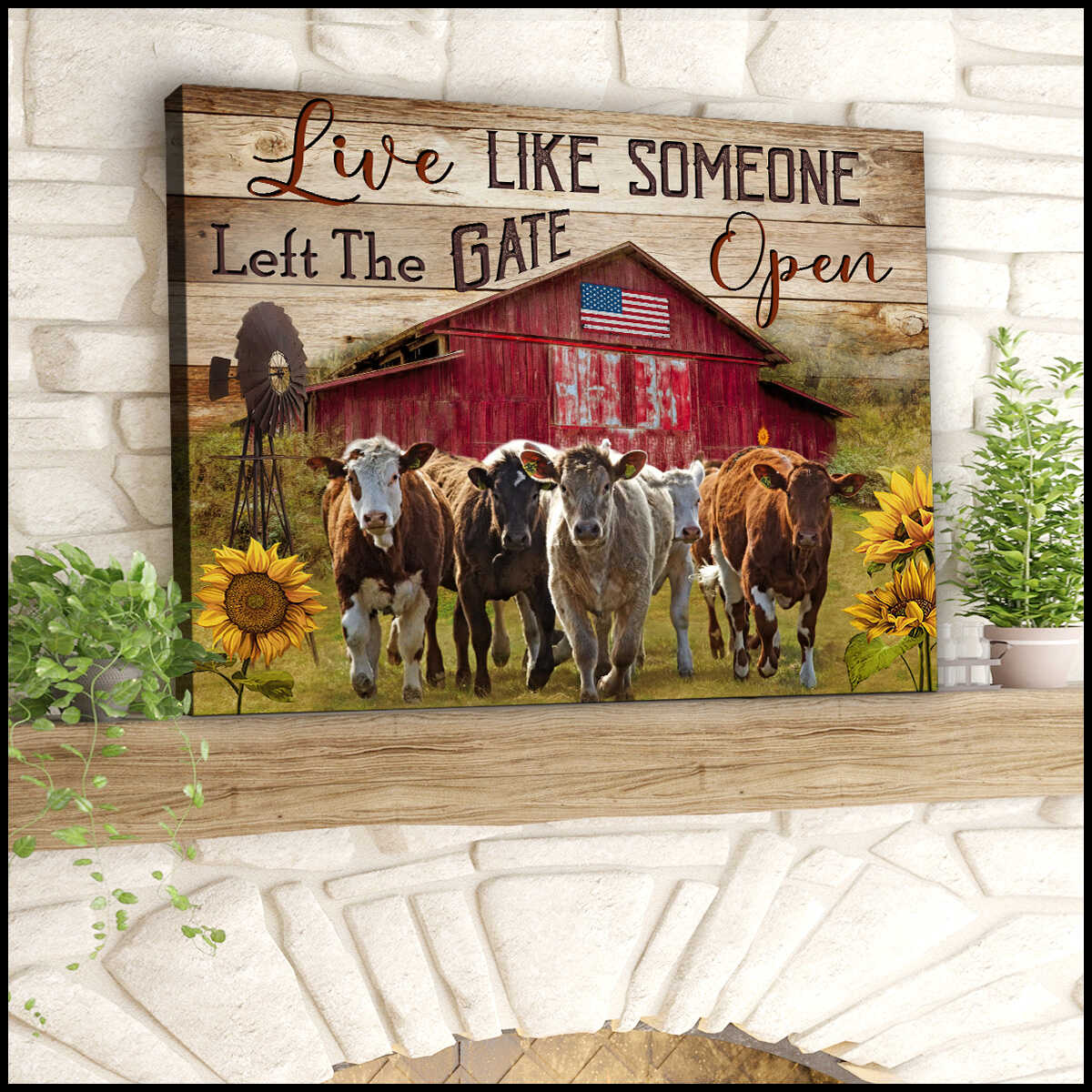 Mostsuit Live Like Someone Left The Gate Open Running Cattle Canvas Poster Wall Art Farm Farmhouse Decor